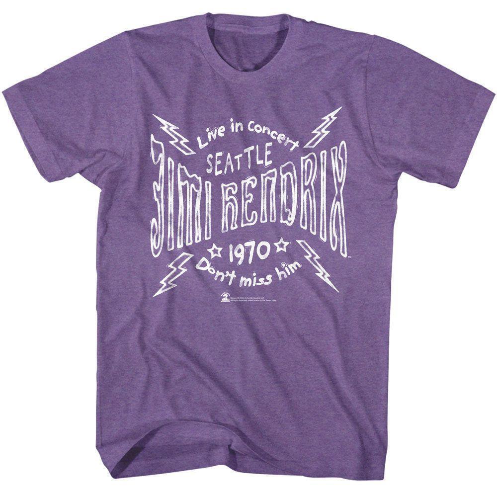 Jimi Hendrix Seattle 70 Lightning Purple Heather T Shirt